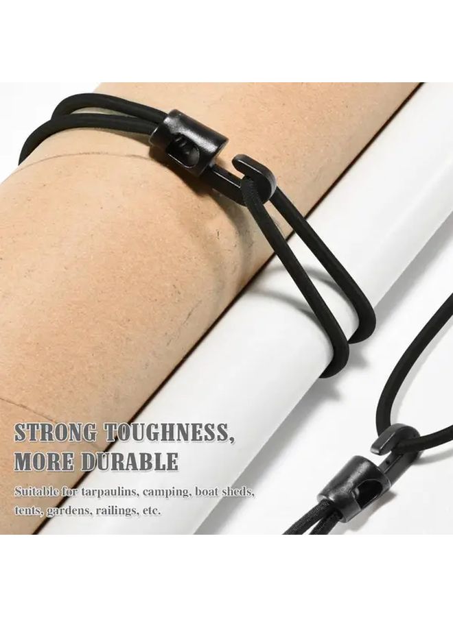 10 Black Heavy Duty Elastic Bungee Cords with Hooks Durable Stretch Straps - Image 1