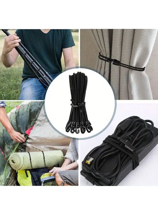 10 Black Heavy Duty Elastic Bungee Cords with Hooks Durable Stretch Straps - Image 5