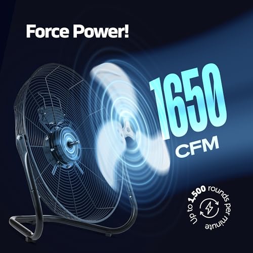 NEXAIR 12-Inch High-Velocity Industrial Floor Fan with 180° Adjustable Tilt, 3-Speed Heavy-Duty Metal Design, 1650 CFM Powerful Cooling for Office, Commercial, Residential & Greenhouse Use - Image 4