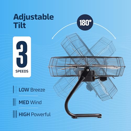 NEXAIR 12-Inch High-Velocity Industrial Floor Fan with 180° Adjustable Tilt, 3-Speed Heavy-Duty Metal Design, 1650 CFM Powerful Cooling for Office, Commercial, Residential & Greenhouse Use - Image 5