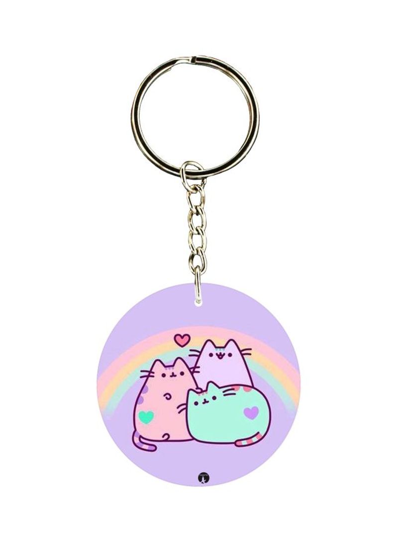 RKN Cartoon Cat Printed Double Sided Keychain