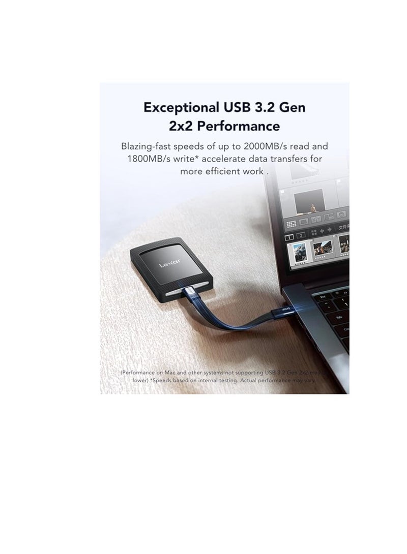 Lexar 1TB SL500 Portable SSD, Up to 2000MB/s Read, Compatible w/Type-C Laptops, iPhone 15, Smartphones, Tablets, PS5, Xbox, USB 3.2 Gen 2x2, Slim and Lightweight, External SSD (LSL500X001T-RNBNU) - Image 3