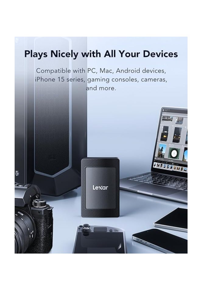 Lexar 1TB SL500 Portable SSD, Up to 2000MB/s Read, Compatible w/Type-C Laptops, iPhone 15, Smartphones, Tablets, PS5, Xbox, USB 3.2 Gen 2x2, Slim and Lightweight, External SSD (LSL500X001T-RNBNU) - Image 5