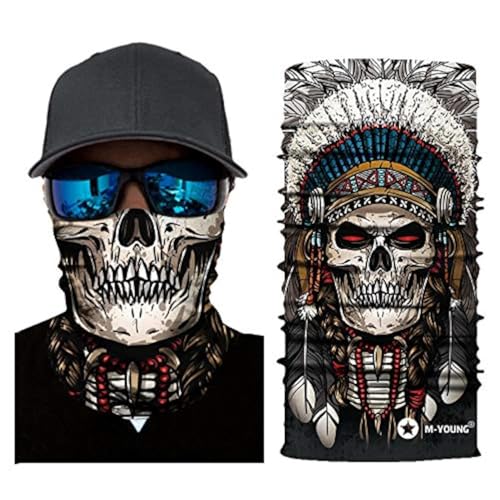 M-YOUNG Skull Face Mask Bandanas, Neck Gaiter, Headwear, Magic Scarf, Headband for dust sun wind - Image 1