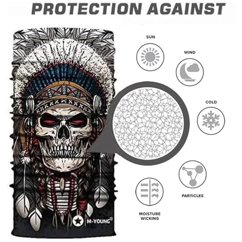 M-YOUNG Skull Face Mask Bandanas, Neck Gaiter, Headwear, Magic Scarf, Headband for dust sun wind - Image 3