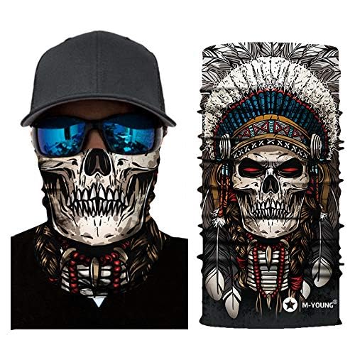 M-YOUNG Skull Face Mask Bandanas, Neck Gaiter, Headwear, Magic Scarf, Headband for dust sun wind - Image 2