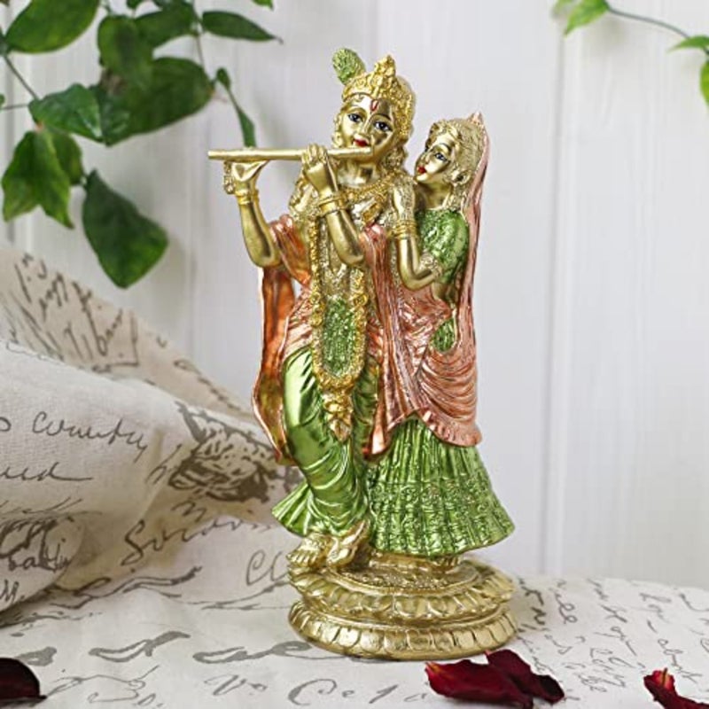 Hindu Idol Radha Krishna Statue - Indian God Goddess Figurine Murti Pooja Item Home Office Temple Mandir Puja Item India Buddha Diwali Wedding Gifts Meditation Altar Shrine Kit - Image 5