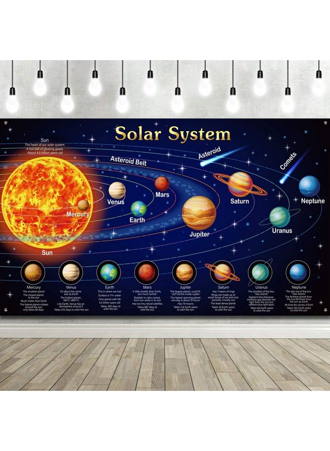 Blulu Solar System Decorations Large Fabric Outer Space Poster Banner Planet Tapestry For Kids Outer Space Birthday Party Decoration Planets Educational Supplies Space Room Wall Decor, 72.8 X 43.3 Inch - Image 1