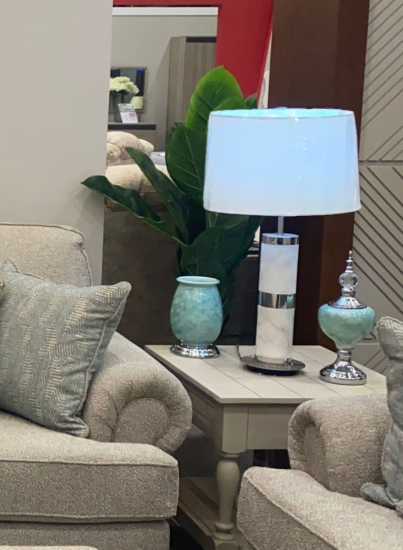 سوليتير مصباح ترابيزة من الستانلس ستيل والرخام الطبيعي مع خاصية التحكم باللمس - Image 3