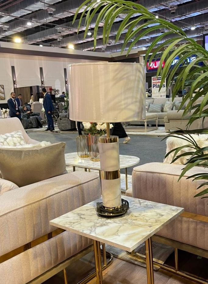 سوليتير مصباح ترابيزة من الستانلس ستيل والرخام الطبيعي مع خاصية التحكم باللمس - Image 2