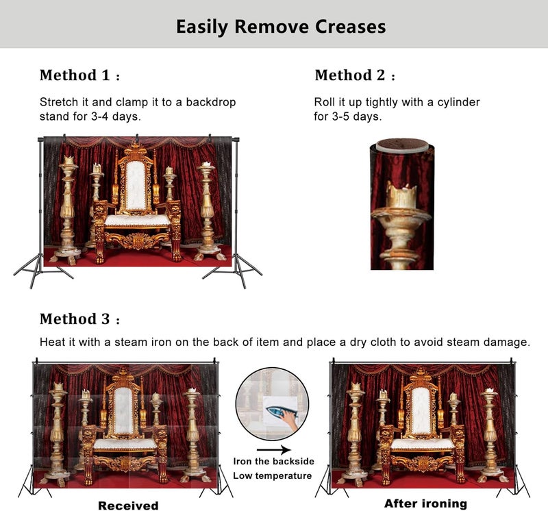 YongFoto YongFoto Gold Royal King Throne Chair Backdrop 7x5ft European Retro Classic Red Carpet Curtain Photography Background Birthday Bridal Shower Wedding Baby Shower Party Banner Portraits Photoshoot  - Image 5