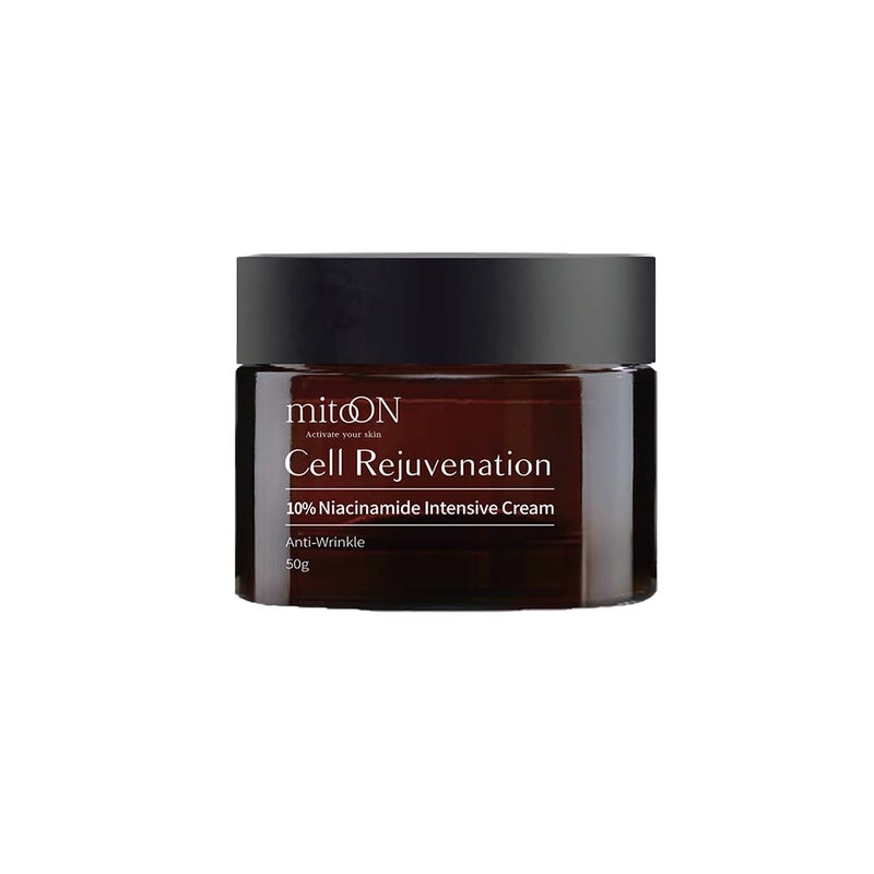 Mitoon Cell Rejuvenation 10 Niacinamide Intensive Cream vitamin b3 face  neck moisturizer anti aging skin care for wrinkle reduction restoration of elasticity pore minimization