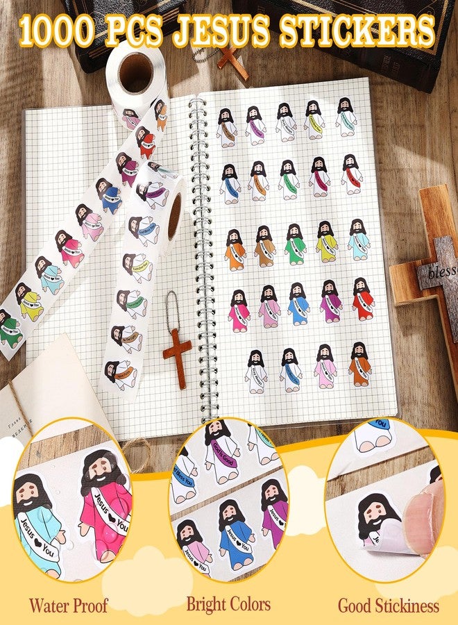 Bememo 1000 Pcs Jesus Stickers Include Jesus Love You and Quotes Stickers Little Original Design Christian Religious Decals for Sunday School Church Vacation Bible School Bible Classes - Image 3
