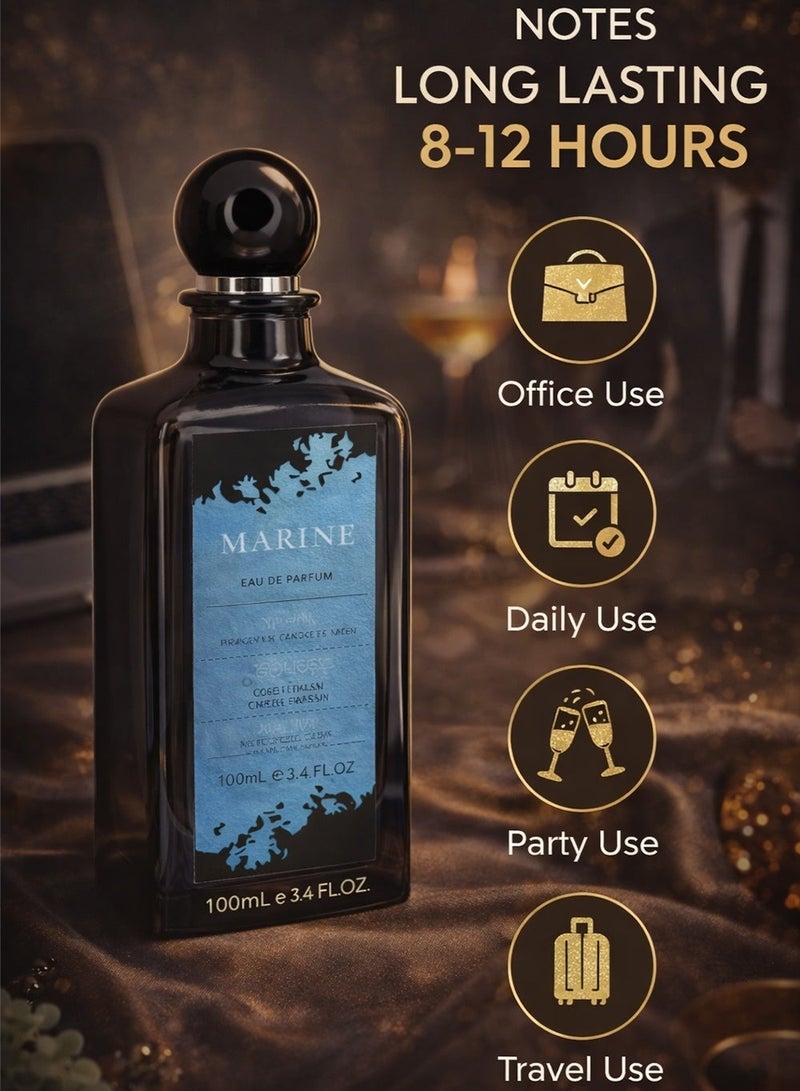 ديفينا عطر ديفينا مارين للرجال (أو دو برفيوم، 100 مل) برائحة بحرية منعشة | مجموعة عطور رجالية - Image 3