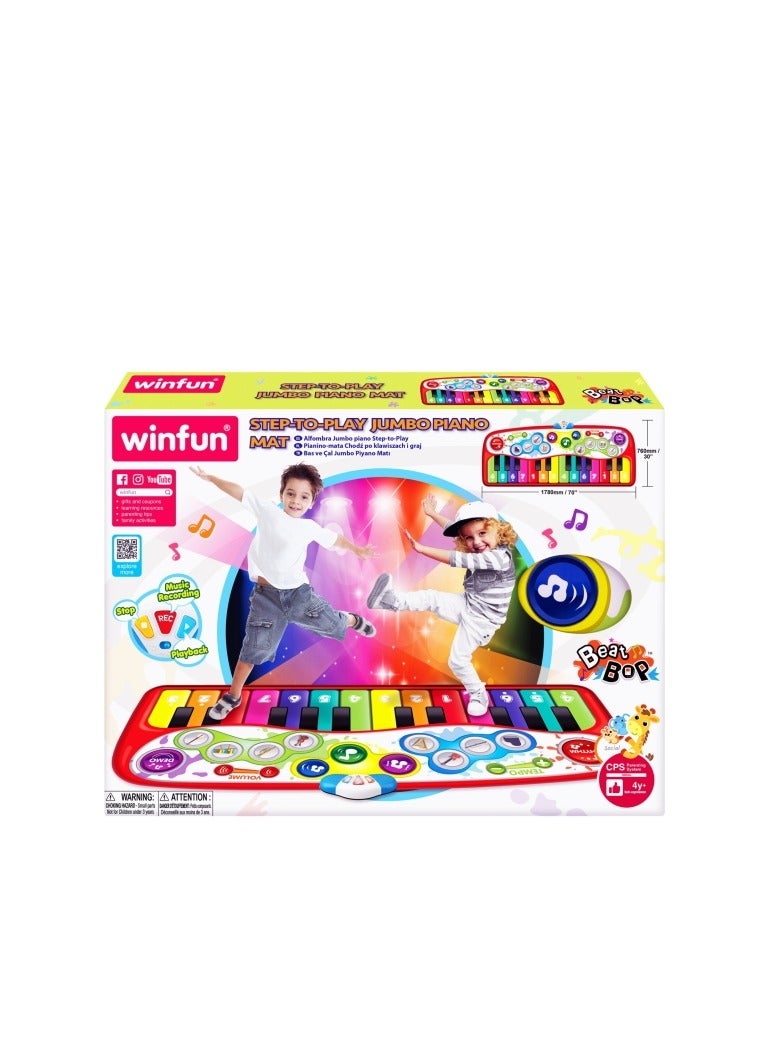 WinFun سجادة بيانو عملاقة من وينفن، تأثيرات صوتية قابلة للتخصيص، أضواء متلألئة، خيارات متعددة للآلات، 3 سنوات فما فوق، 178 × 76 سم - متعددة الألوان - Image 3