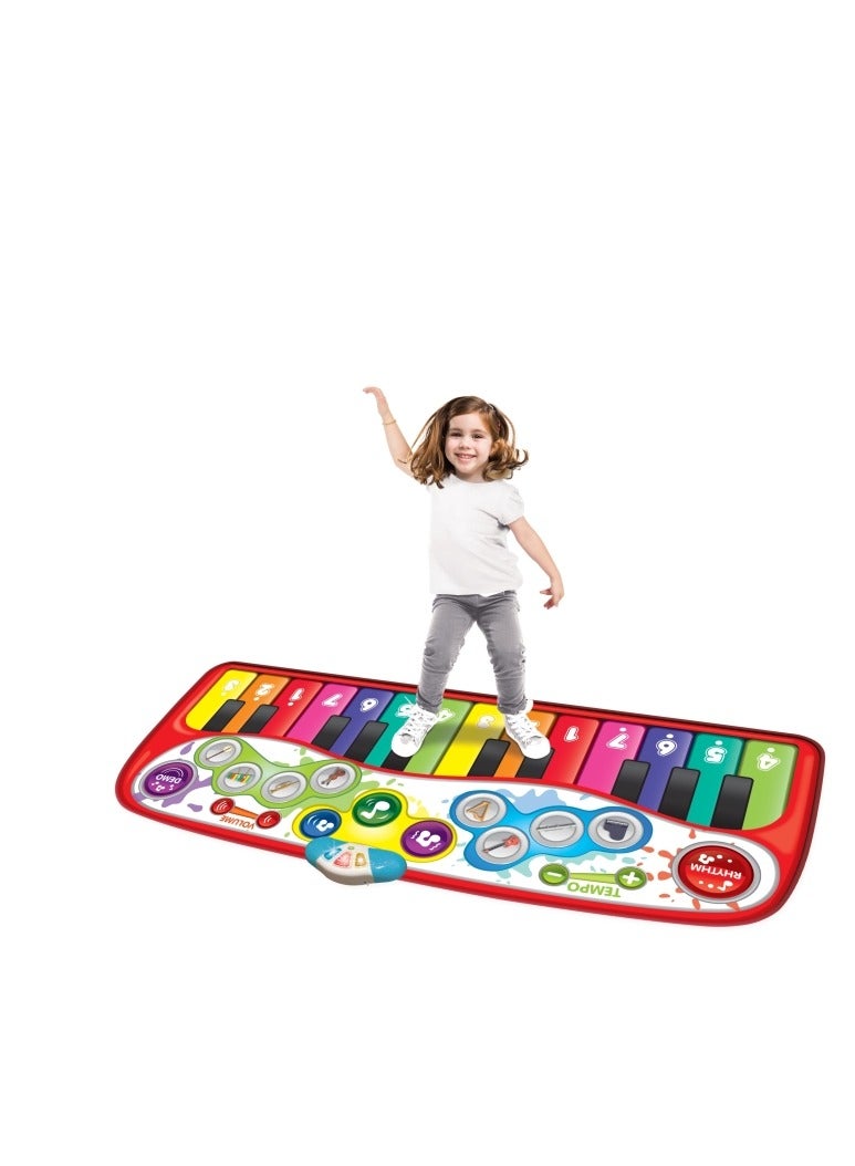 WinFun سجادة بيانو عملاقة من وينفن، تأثيرات صوتية قابلة للتخصيص، أضواء متلألئة، خيارات متعددة للآلات، 3 سنوات فما فوق، 178 × 76 سم - متعددة الألوان - Image 2