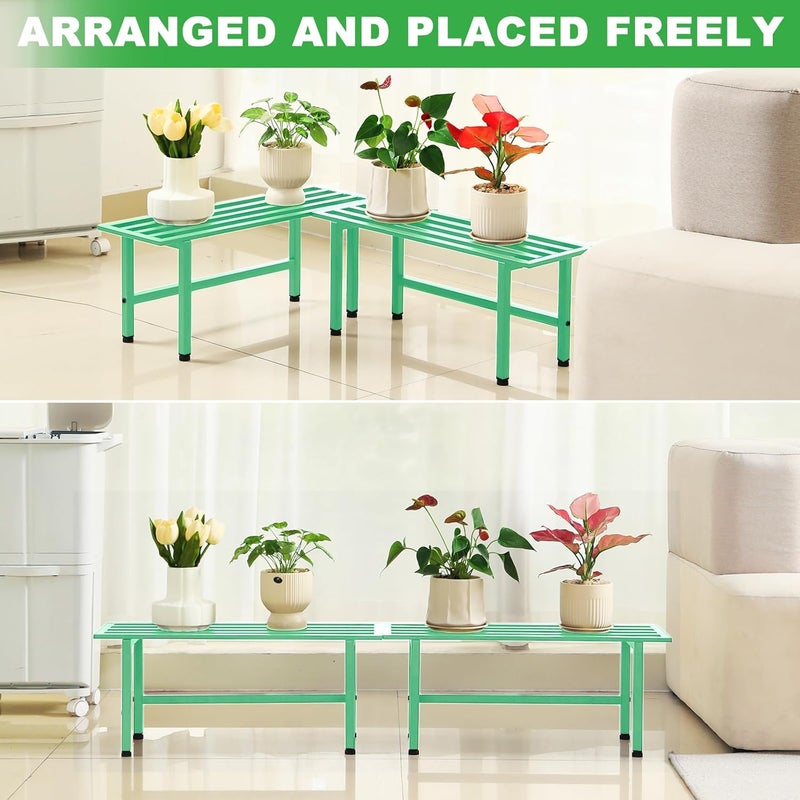 Dipion 2 Pack Metal Plant Stand Outdoor Plant Shelf Indoor,1 Tier Heavy Duty Plant Stands for Multiple Plants,26" L x 10.12" H x 8.75" W,Mint Green - Image 5