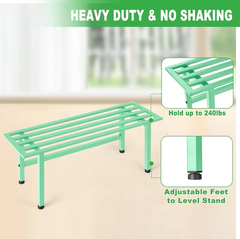 Dipion 2 Pack Metal Plant Stand Outdoor Plant Shelf Indoor,1 Tier Heavy Duty Plant Stands for Multiple Plants,26" L x 10.12" H x 8.75" W,Mint Green - Image 3