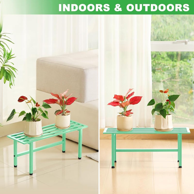 Dipion 2 Pack Metal Plant Stand Outdoor Plant Shelf Indoor,1 Tier Heavy Duty Plant Stands for Multiple Plants,26" L x 10.12" H x 8.75" W,Mint Green - Image 4