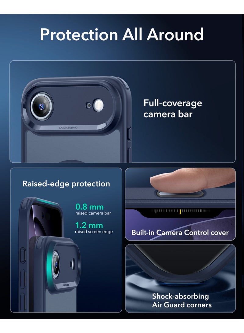 ESR iPhone Air HaloLock Classic Hybrid Case – MagSafe Compatible Cover with Camera Control Button Military-Grade Drop Protection And Shock-Absorbing Corners - Frosted Blue - Image 2