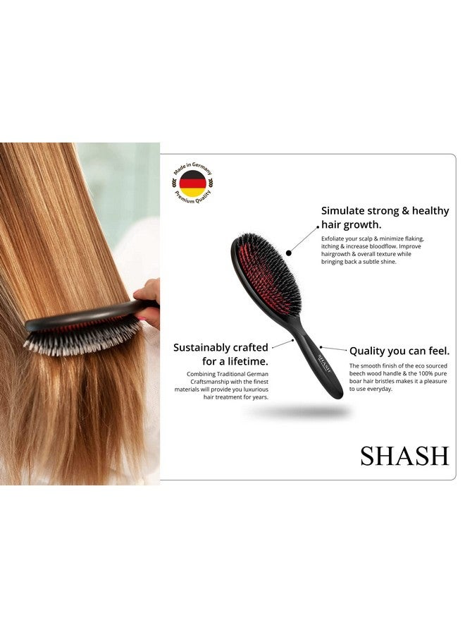 SHASH Since 1869 Hand Made In Germany Nylon Boar Bristle Brush Suitable For Normal To Thick Hair Gently Detangles No Pulling Or Split Ends Softens And Improves Texture Stimulates Scalp (Large) - Image 2
