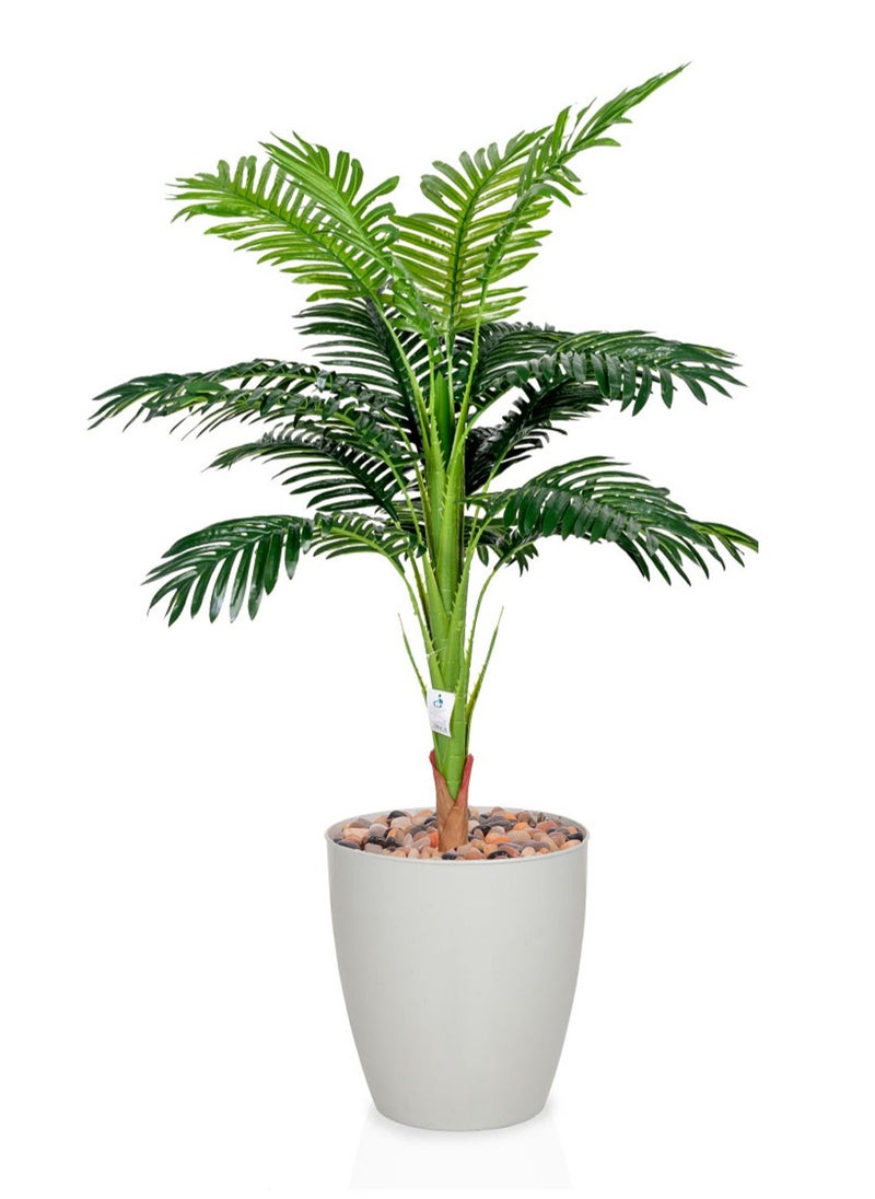 Alrassi 115 cm Artificial Palm Tree – Realistic Natural Look with Elegant Light Grey Pot for Indoor Decoration  - Image 1