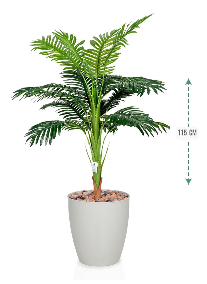 Alrassi 115 cm Artificial Palm Tree – Realistic Natural Look with Elegant Light Grey Pot for Indoor Decoration  - Image 2