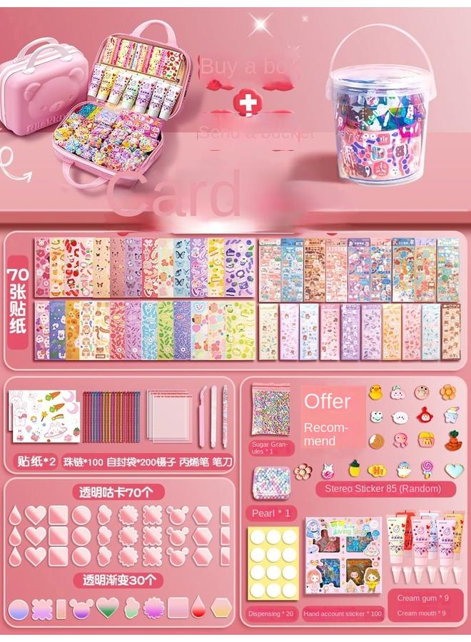 Bluejw Cream Gel Goo Card Suit Girl Six National Day Gift Diy Full Goo Card Hand Account Sticker Gift Box Fire Paint - Image 1