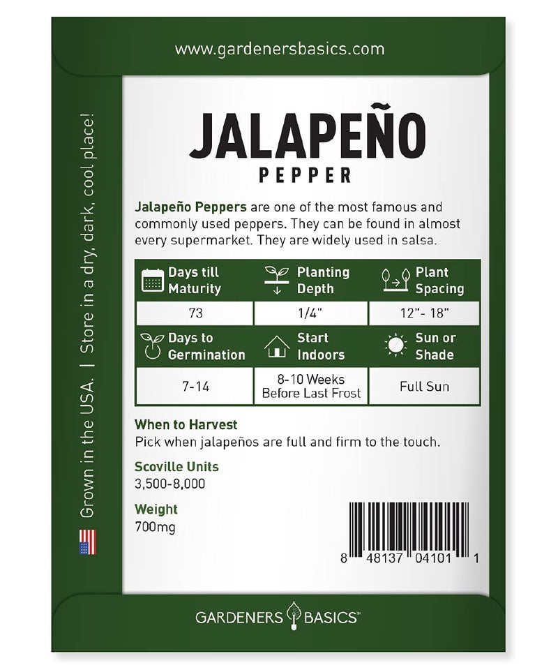 Gardeners Basics, Jalapeno Pepper Seeds for Planting Heirloom Non-GMO Jalapeno Peppers Plant Seeds for Home Garden Vegetables Makes a Great Gift for Gardeners - Image 2