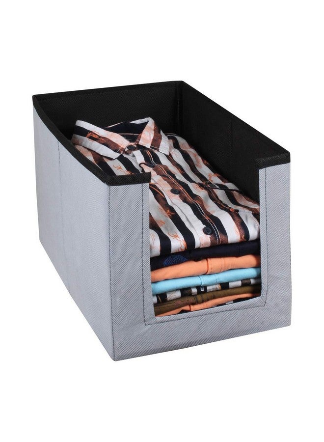 Kuber Industries Kuber Industries Non Woven Shirt Stacker/Shirt Organizer Wardrobe Organizer (2 Pieces, Grey & Black, KUBMART11306) - Image 2