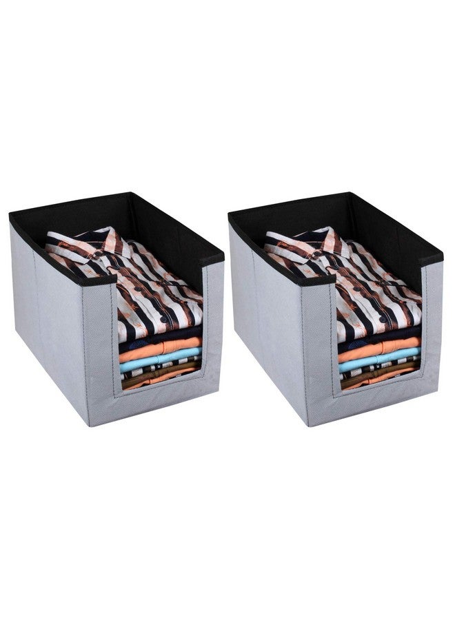 Kuber Industries Kuber Industries Non Woven Shirt Stacker/Shirt Organizer Wardrobe Organizer (2 Pieces, Grey & Black, KUBMART11306) - Image 1