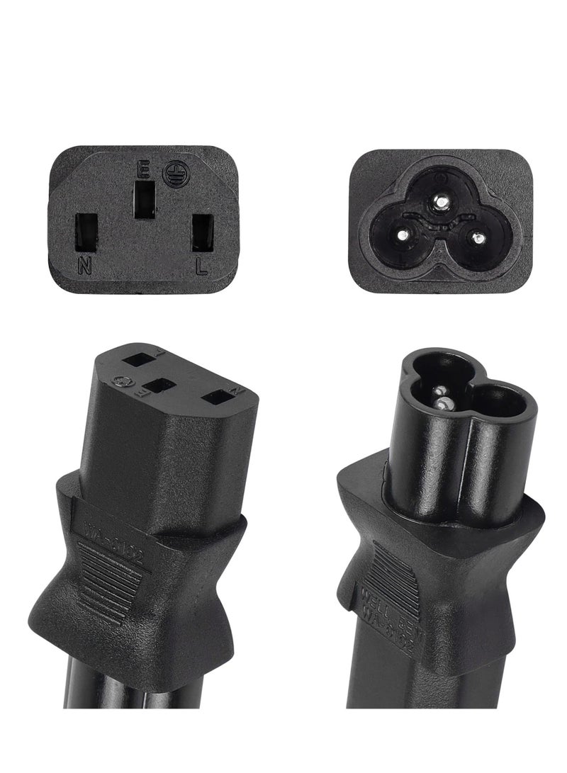 Excefore 2 Pack C13 Female to Male C6 Power Adapter, C13 to C6 3-Pin AC Converter Plug, Laptop Mains Cable Converter  - Image 2