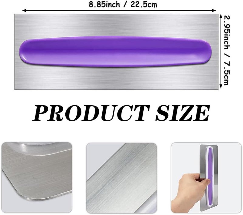 YSYONM Stainless Steel Cake Scraper Metal Icing Smoother Polisher Cake Decorating Comb Cake Pastry Cutter for Cake Decorating with a Purple Handle 9 Inches - Image 2