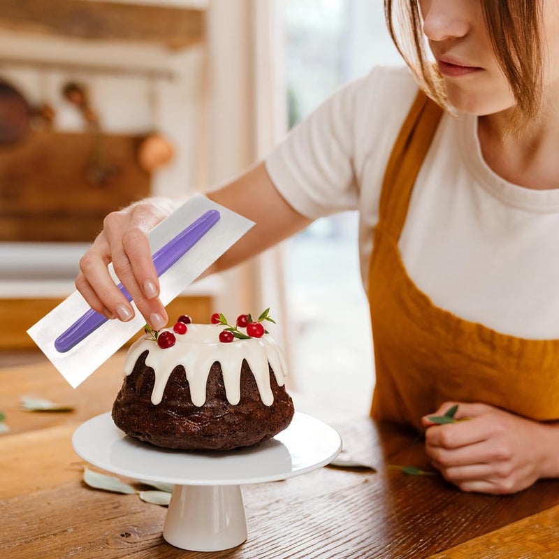 YSYONM Stainless Steel Cake Scraper Metal Icing Smoother Polisher Cake Decorating Comb Cake Pastry Cutter for Cake Decorating with a Purple Handle 9 Inches - Image 5