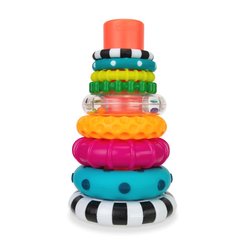 Sassy Stacks of Circles Stacking Ring STEM Learning Toy, Age 6+ Months, Multi, 9 Piece Set - Image 1