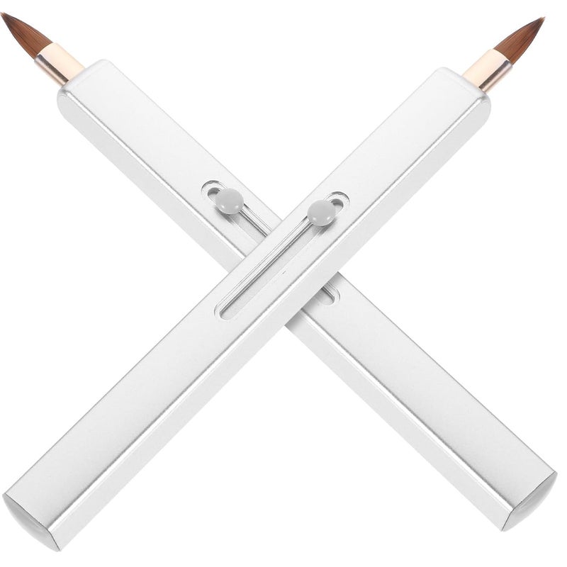 Retractable Lipstick Brush 2pcs Set Single-head Lip Gloss Applicator Concealer Wand Portable Gray Lip Makeup Brushes - Image 1
