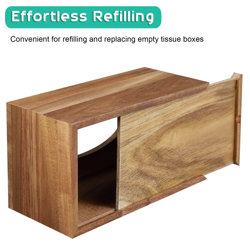ALELION Rectangular Tissue Box Cover for 120, 160 Count Box - Acacia Wood Rectangle Tissue Box Holder - Decorative Facial Cube Tissue Box Cover for Tabletop Night Stands Bathroom Office - Image 4