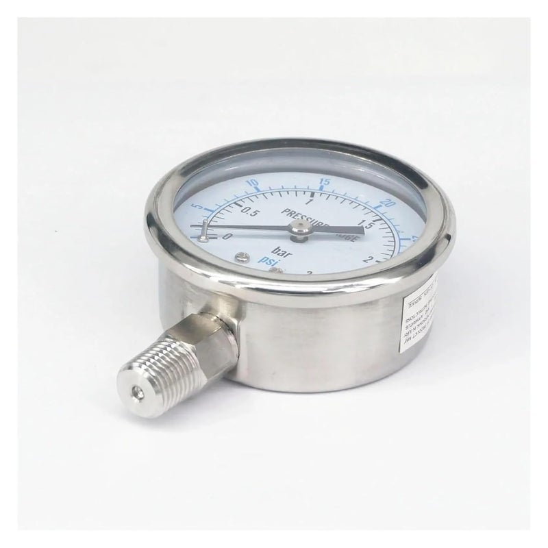 60mm Dial Pressure Gauge 0 2 5 Bar 1 4 BSPT Male 304 Stainless Steel PSI N2 Steam Brewing - Image 4