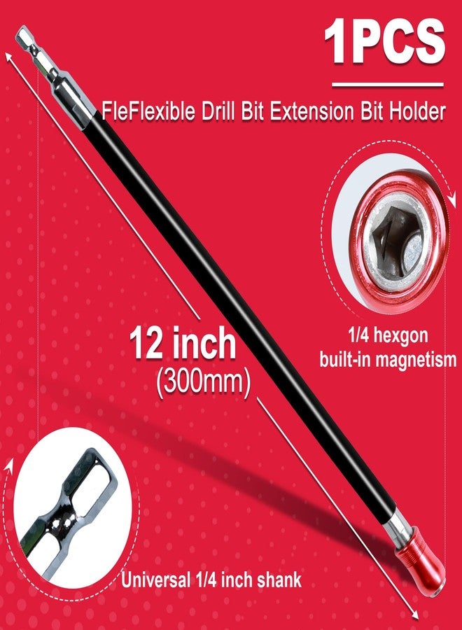 Geinxurn 12Inches Flexible drill bit Extension Screwdriver Bit Holders, 1PACK Flex Shaft Extension Socket Drill Bit Holder Hex Shank Quick-Change Drill Bit Guide - Image 3