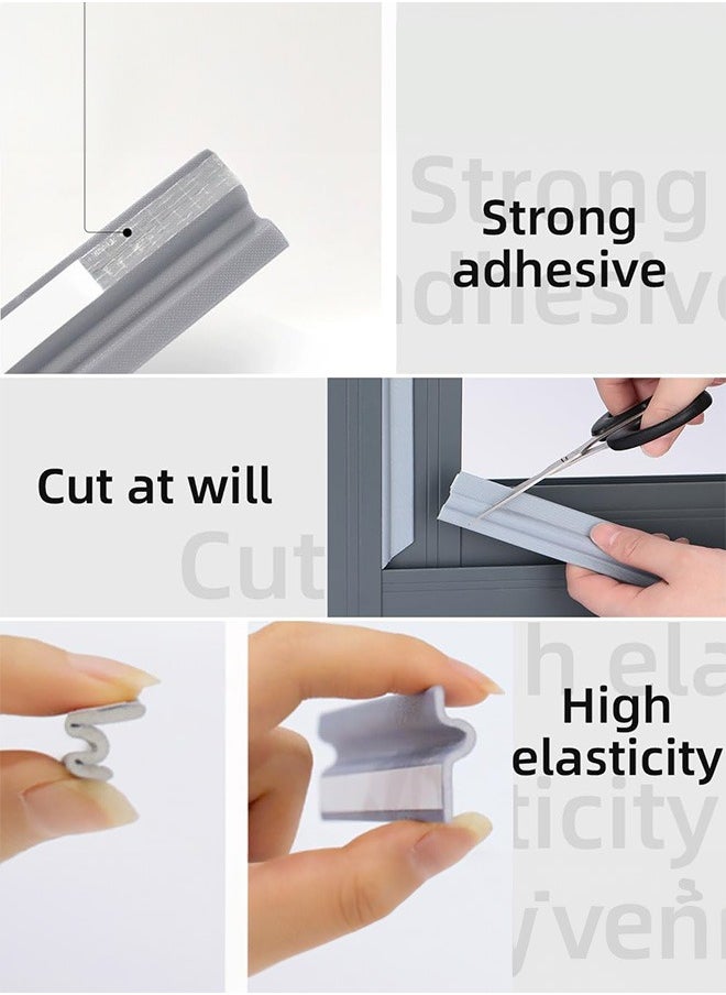 Generic Draft Stopper Sweep, Door Weatherproofing Stripping, Window Seal Strip Self-adhisive Soundproof Cuttable Weather Length 2M Grey  - Image 3