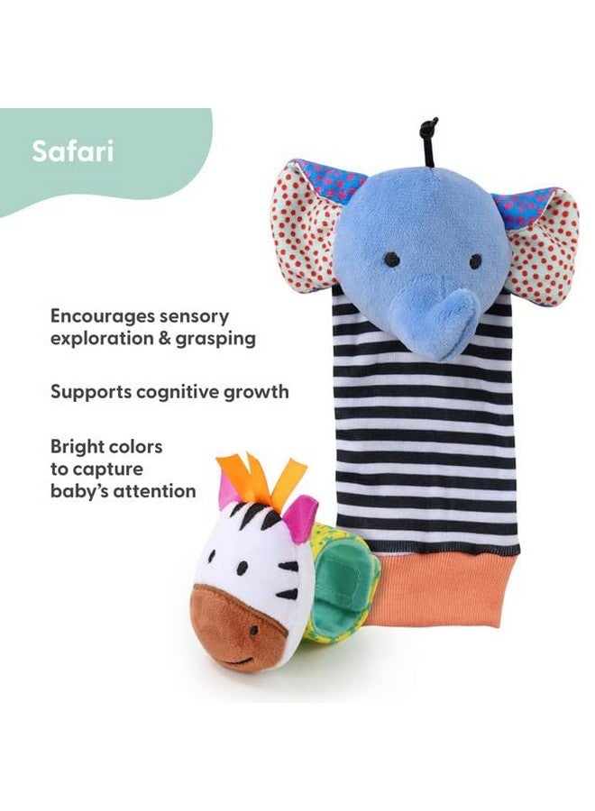 The Peanut Shell مجموعة جوارب ريتل من بي نات شيل - 5 جوارب ريتل للبنات والأولاد، ألعاب أطفال 0-6-12 شهر، حيوانات حديثي الولادة بتباين عالي، ألعاب للأطفال حديثي الولادة، الأطفال، والأطفال 0-3 0-6 أشهر - سفاري - Image 2