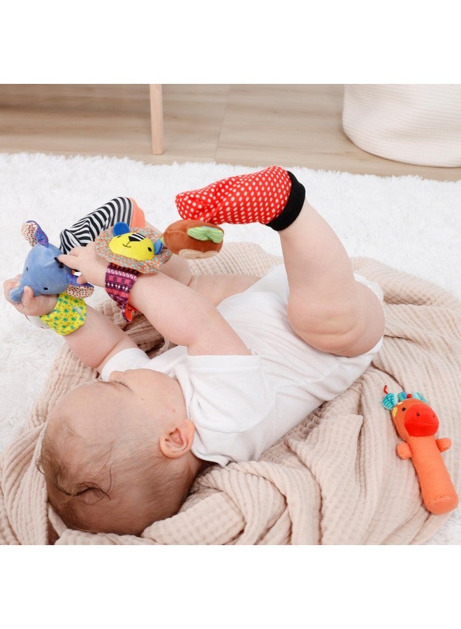 The Peanut Shell مجموعة جوارب ريتل من بي نات شيل - 5 جوارب ريتل للبنات والأولاد، ألعاب أطفال 0-6-12 شهر، حيوانات حديثي الولادة بتباين عالي، ألعاب للأطفال حديثي الولادة، الأطفال، والأطفال 0-3 0-6 أشهر - سفاري - Image 5