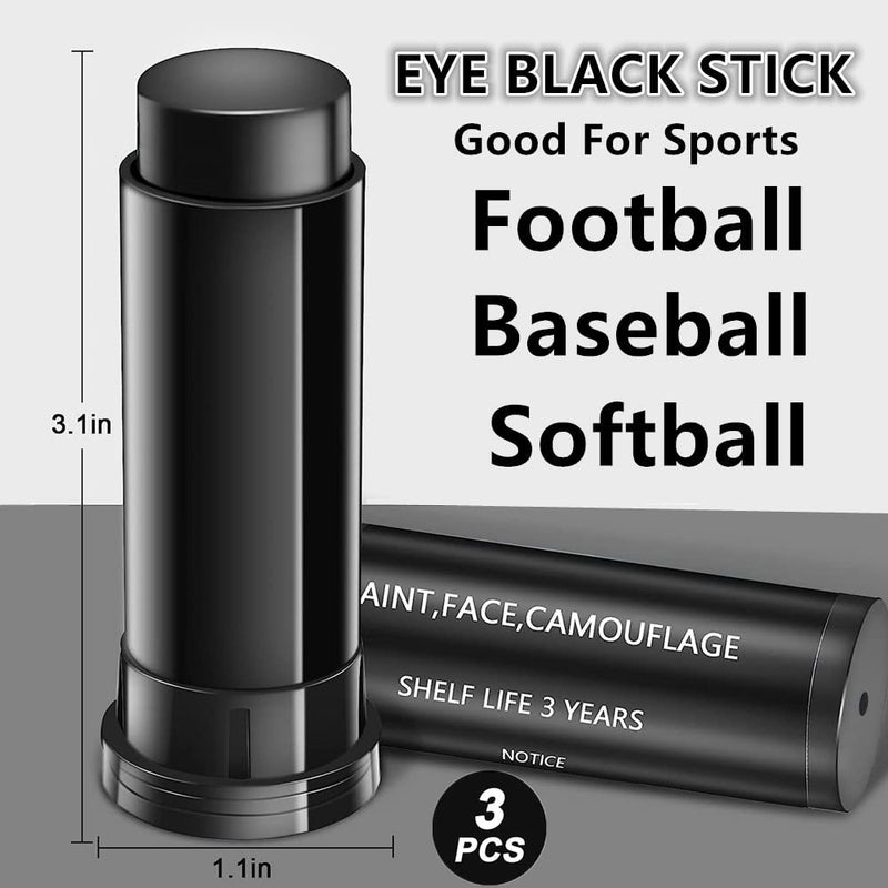 Go Ho 3PCS Eye Black Sticks for Sports,Eyeblack Baseball Face Paint,Softball/Baseball Accessories,Football Stick Eye Strips,Black Face Body Paint for Halloween Makeup - Image 5