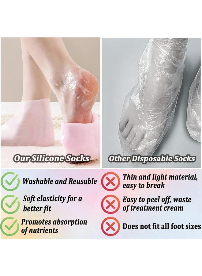 Calyrex Silicone Socks for Dry Cracked Feet Women,New Upgrade Thickened Moisturizing Foot Mask Exfoliating Silicone Socks,Spa Gel Moisturizer Socks Foot Care After Pedicure,Large (2 Pairs) - Image 5