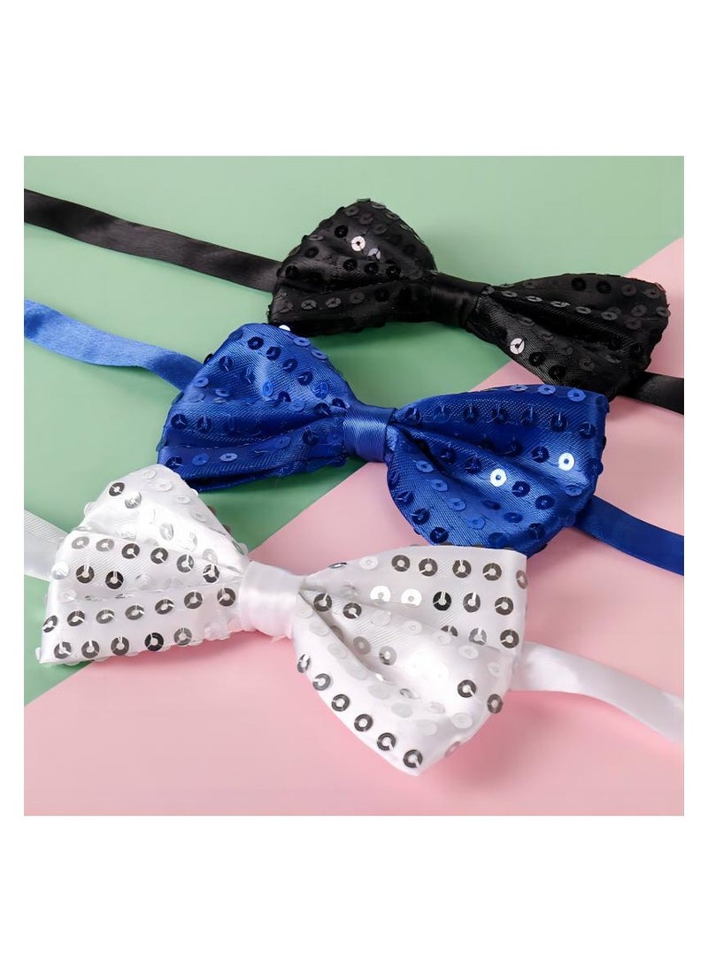 5pcs Sequin Bow Ties for Men/Big Boys Pre-tied Adjustable Shiny Bow Tie Tuxedo Bowties with Adjustable Strap - Image 2
