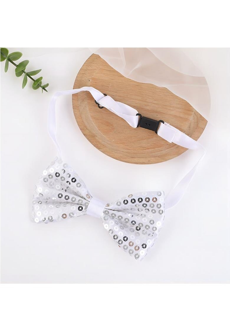 5pcs Sequin Bow Ties for Men/Big Boys Pre-tied Adjustable Shiny Bow Tie Tuxedo Bowties with Adjustable Strap - Image 3