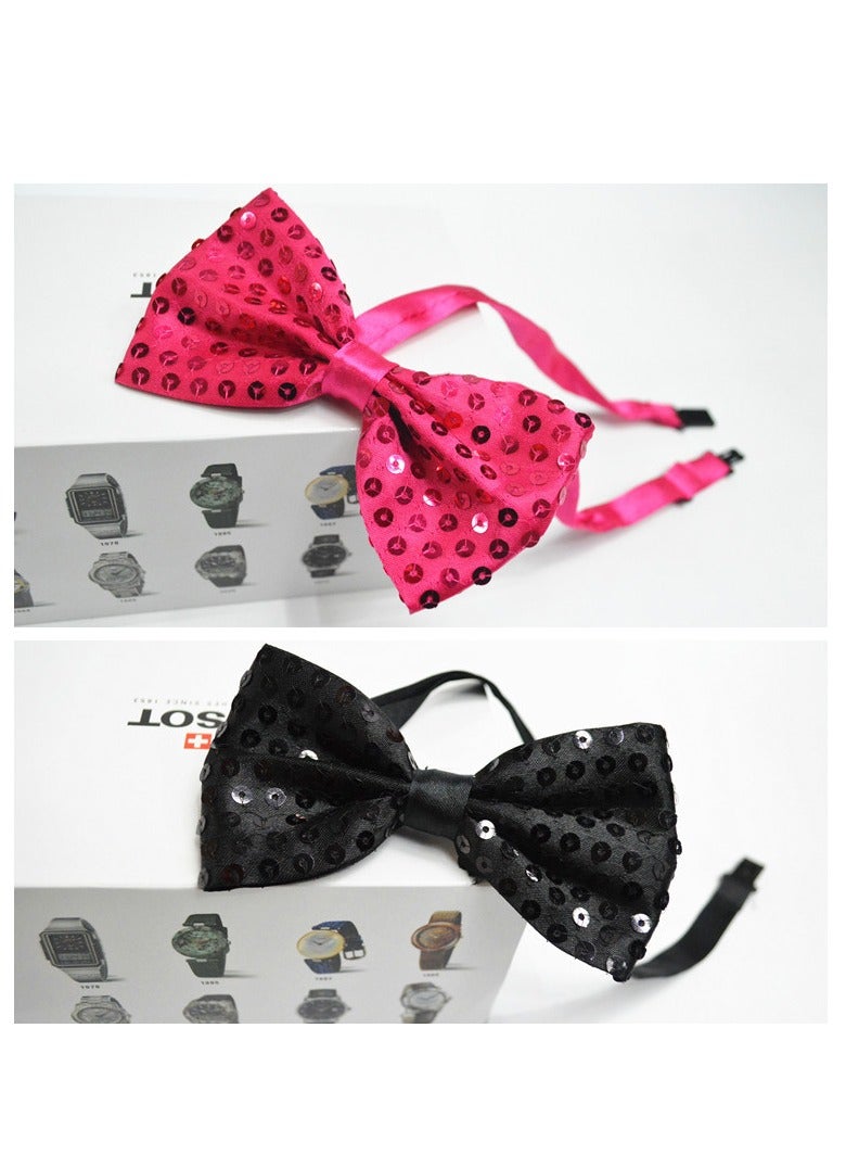 5pcs Sequin Bow Ties for Men/Big Boys Pre-tied Adjustable Shiny Bow Tie Tuxedo Bowties with Adjustable Strap - Image 5