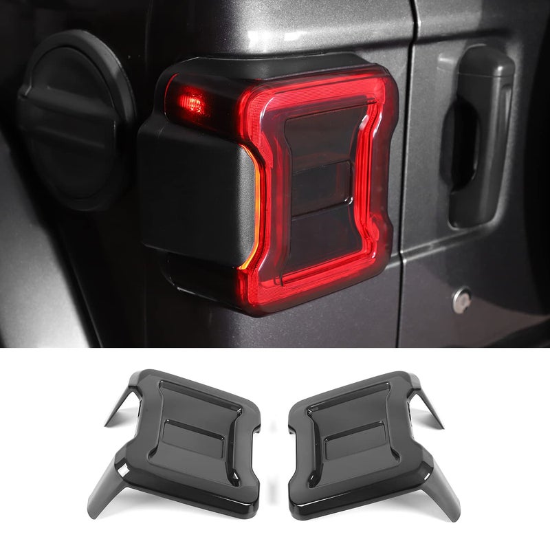 RAZPOY for JL Tail Light Lamp Guard Cover Protector Exterior Decoration Accessories for Jeep Wrangler JL 20182022 ABS PlasticSmoked Black