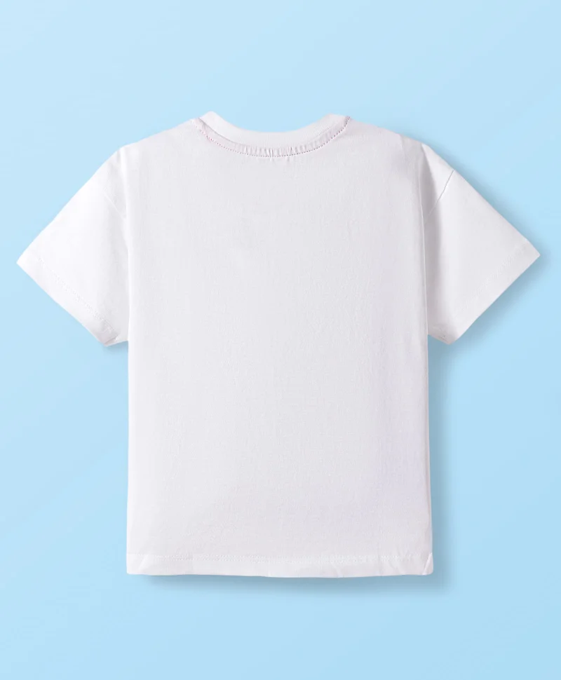 Babyhug Disney Babyhug Disney Single Jersey Knit Drop Shoulder Oversized T-Shirt with Mickey & Friends Graphic - White