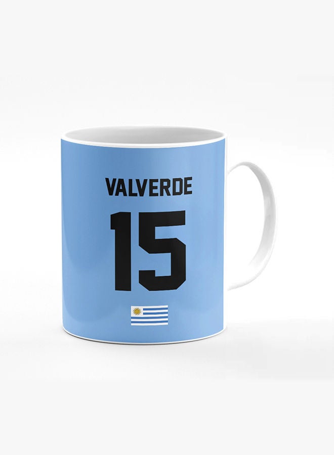 Stylizedd Designer Printed Coffee Mug with Heavy Duty Handle 11oz Ceramic Personalised Gift Mugs Cup [Microwave Safe & Dishwasher Proof] -Football Team - Uruguay  Player Name - Valverde - Image 1